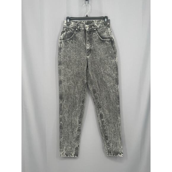 Lee Denim - Vtg Lee Rider Jeans Womens Size 9 Gray Button Fly Acid Washed High Rise Tapered